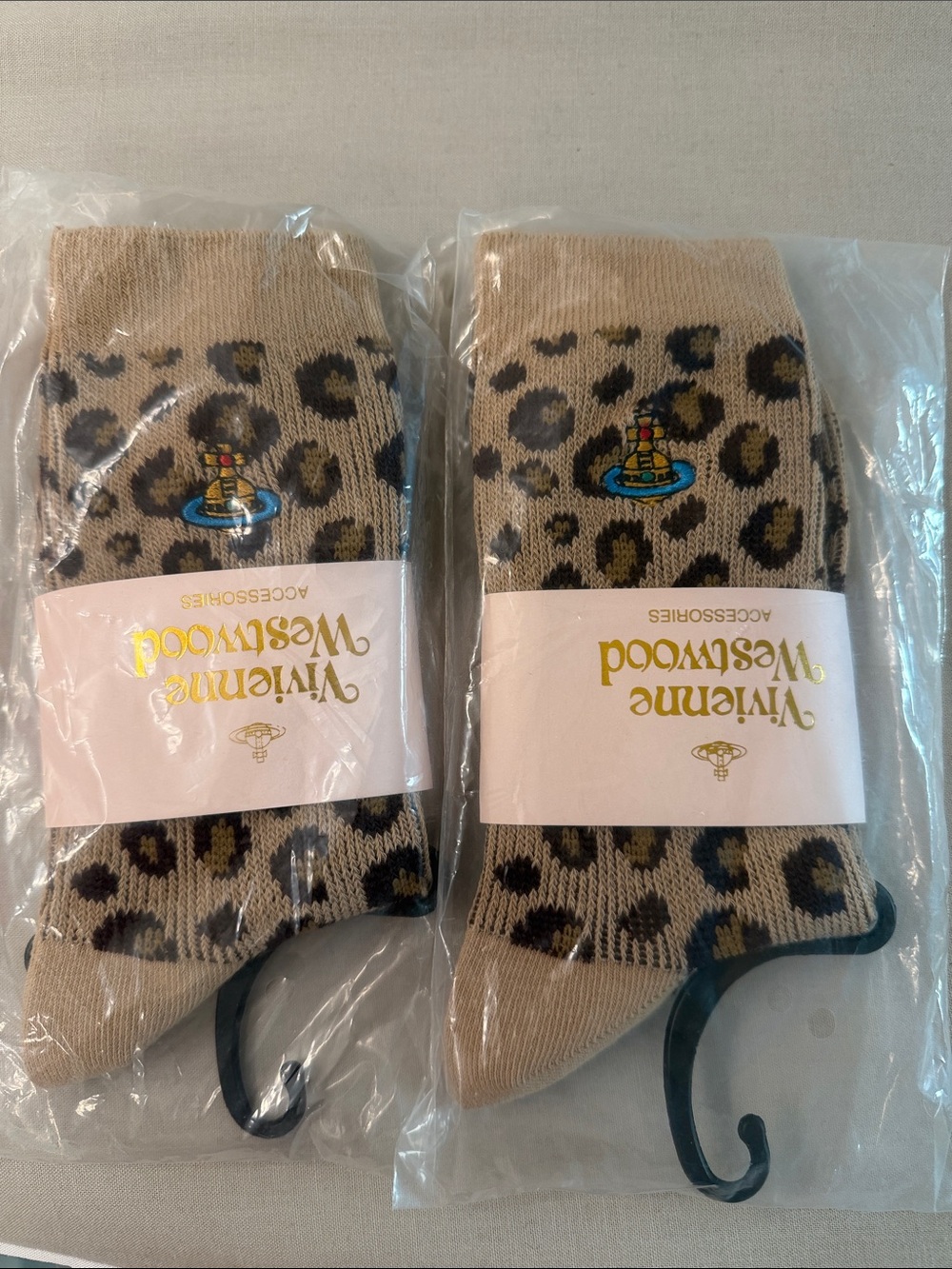 Vivienne Westwood Beige & Black Leopard Crew Socks